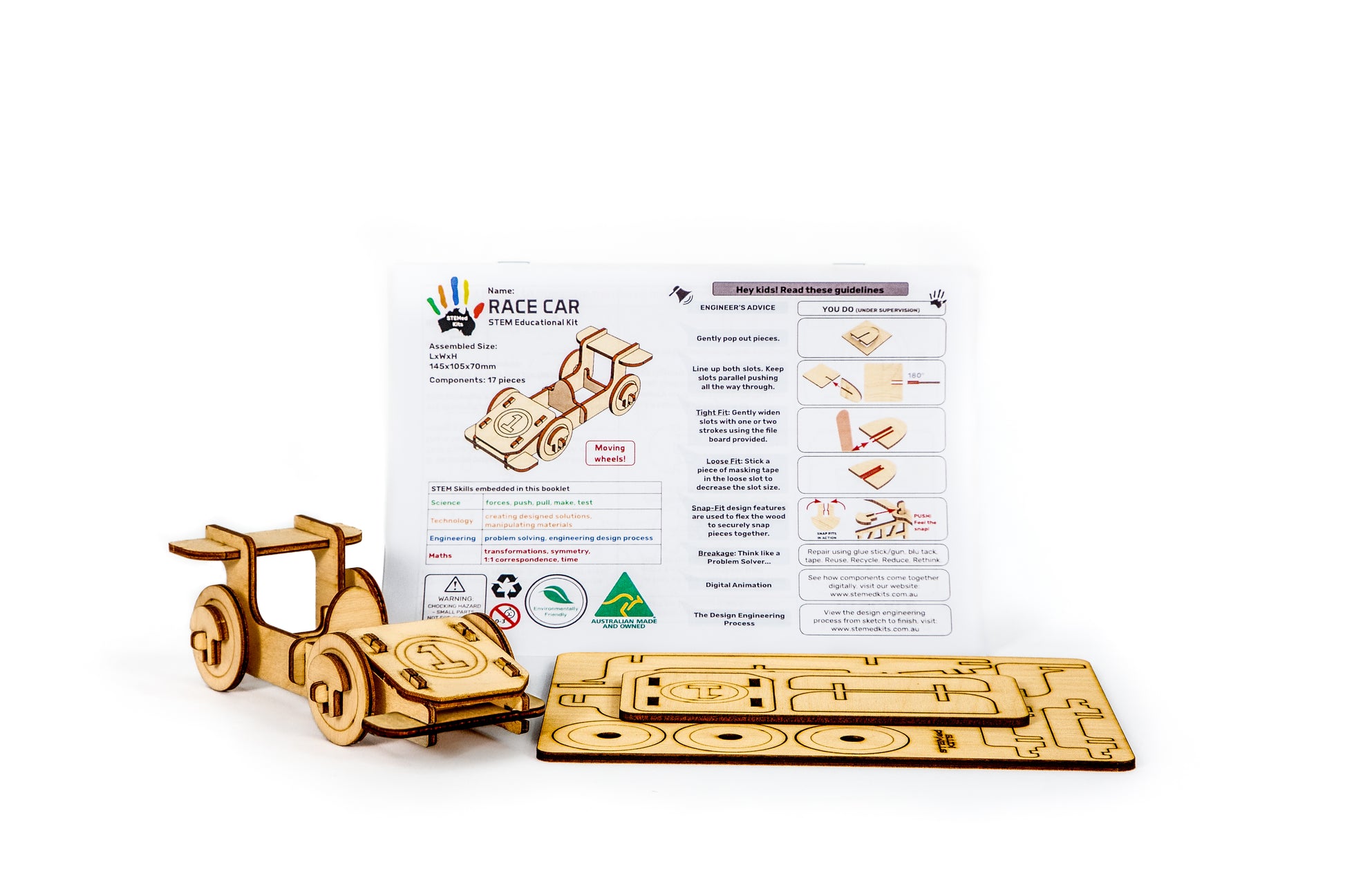 Hands-on Race Car STEM Kit - Learn Push & Pull Forces